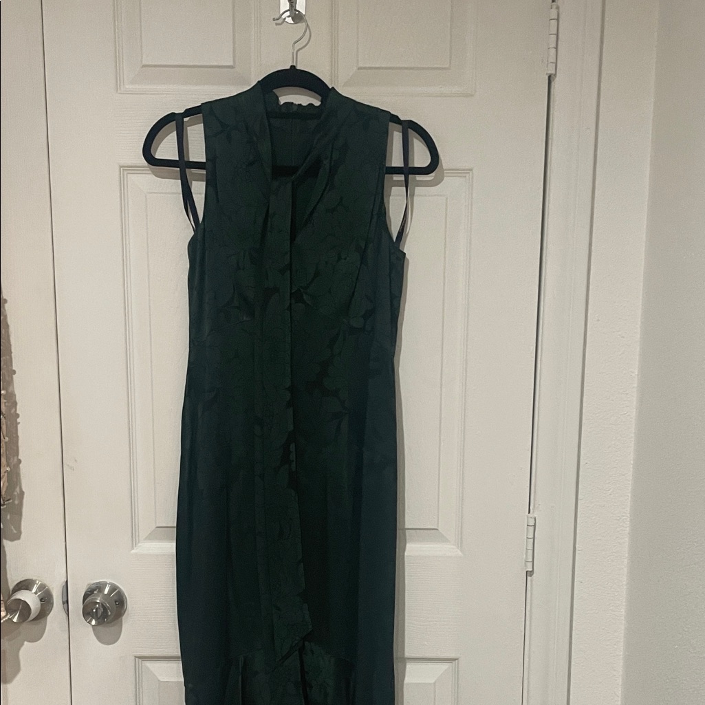 Shoshanna Dark Green Floral Sleeveless Midi Dress